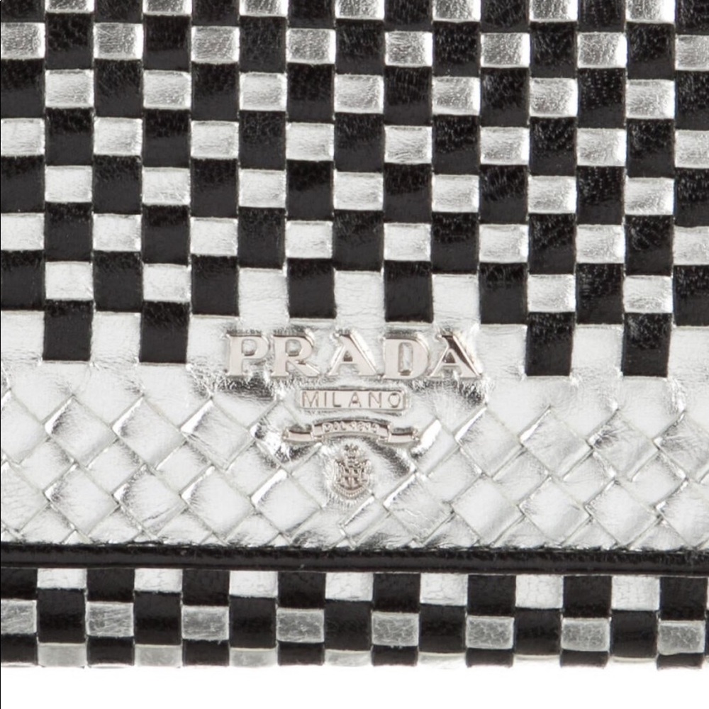 Prada Silver & Black Leather Continental Wallet - Picture 9 of 17